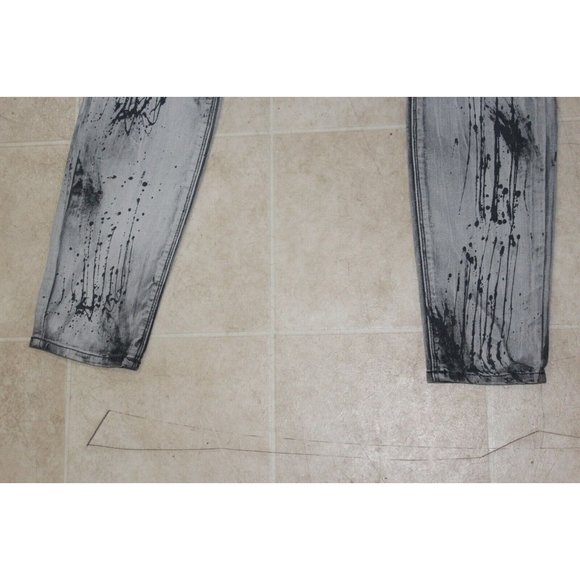 Express jeans size 9 gray with black paint splatter Zelda Ultra Skinny EUC CUTE - Picture 3 of 8